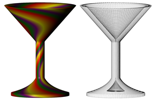 martini glass with wireframe